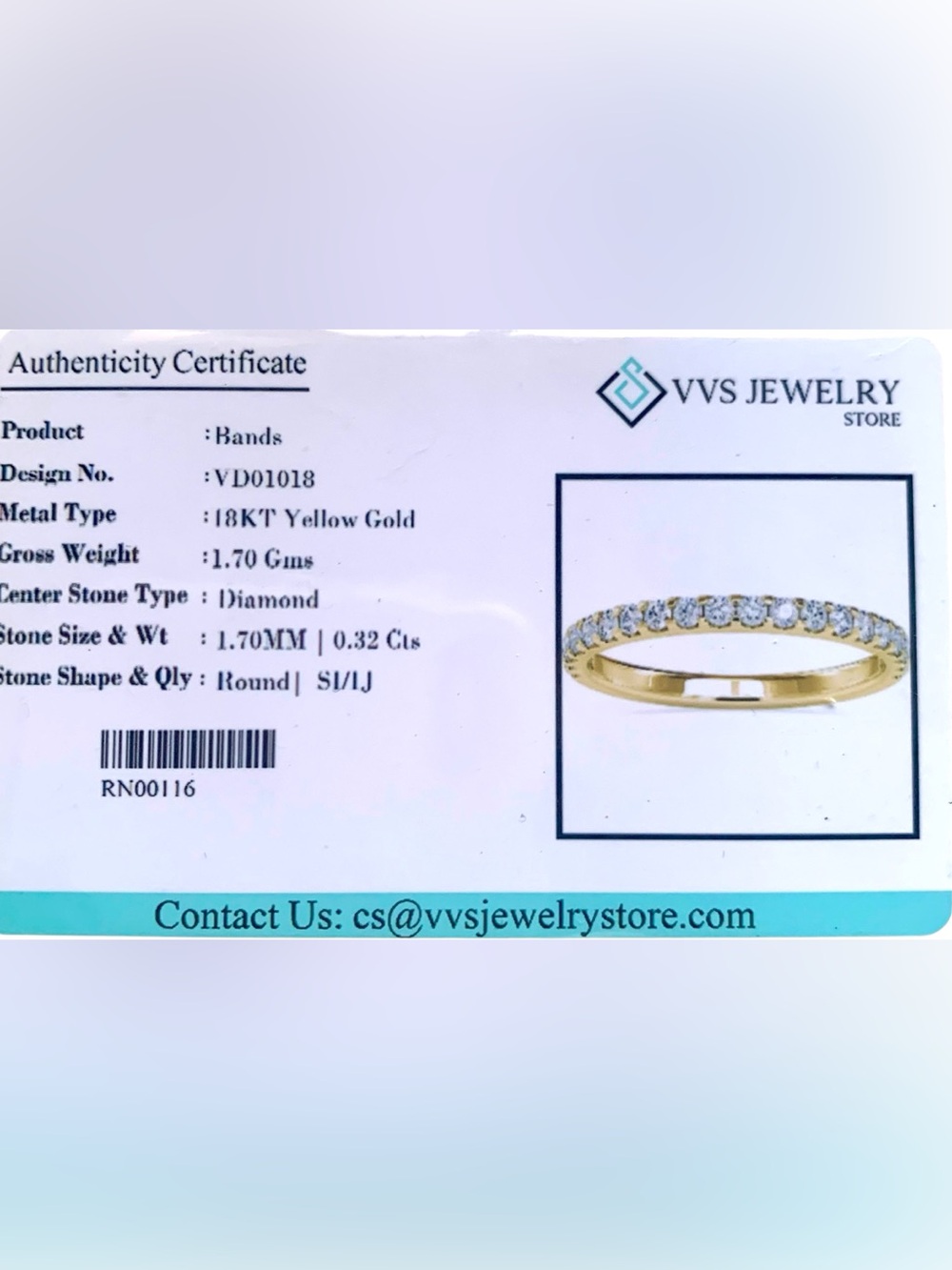Certified VVS Gems White Diamond 18k Gold Half Eternity Ring Size 7 - Picture 6 of 13
